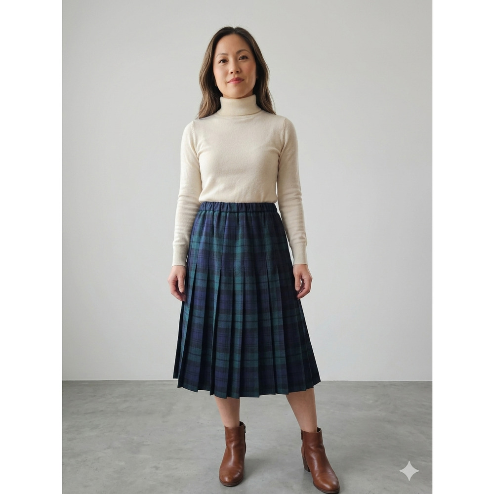 The Tog‎ Shop Plaid Pleated Black Watch Tartan Midi Skirt 4P